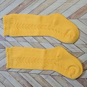 Baby Girl Yellow Knit Knee High Socks Vintage Style Holiday Dress Accessory